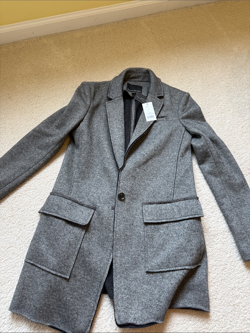Banana Republic-Grey Wool-Blend Tailored Women's Blazer